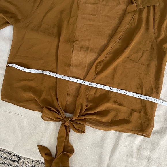 Long sleeve sheer open front with tie blouse - Picture 8 of 9